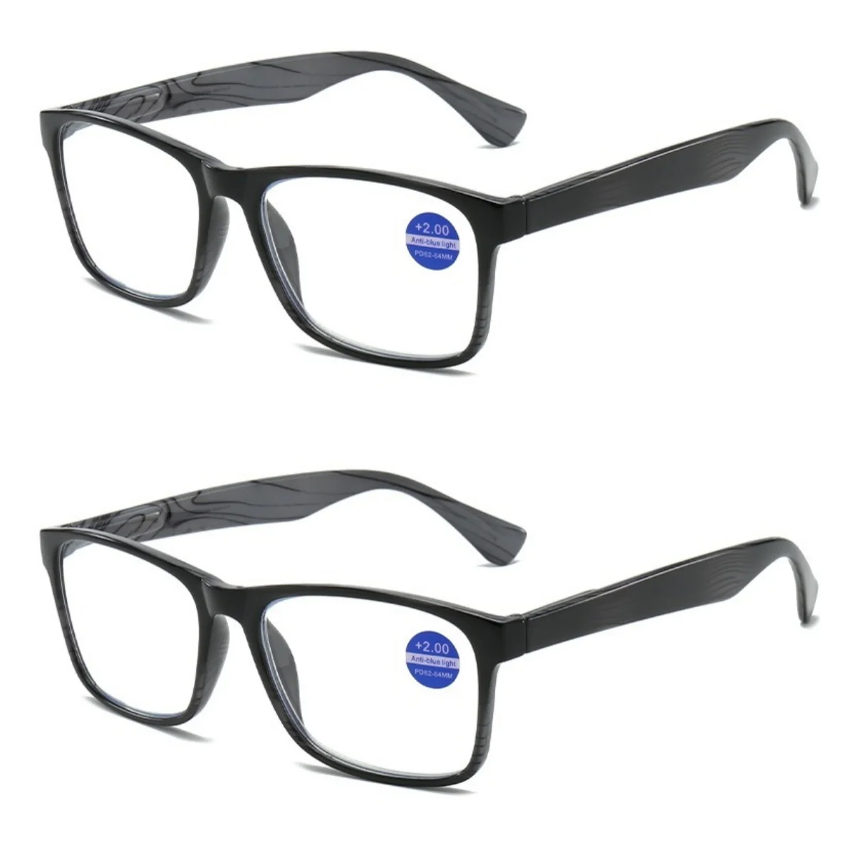 

2pcs Anti Blue Ray Reading Glasses For Men Older Read Glasses for Women Square Glass Dioper 1.00 +1.50 +2.00 +2.50 +3.00 to 4.00