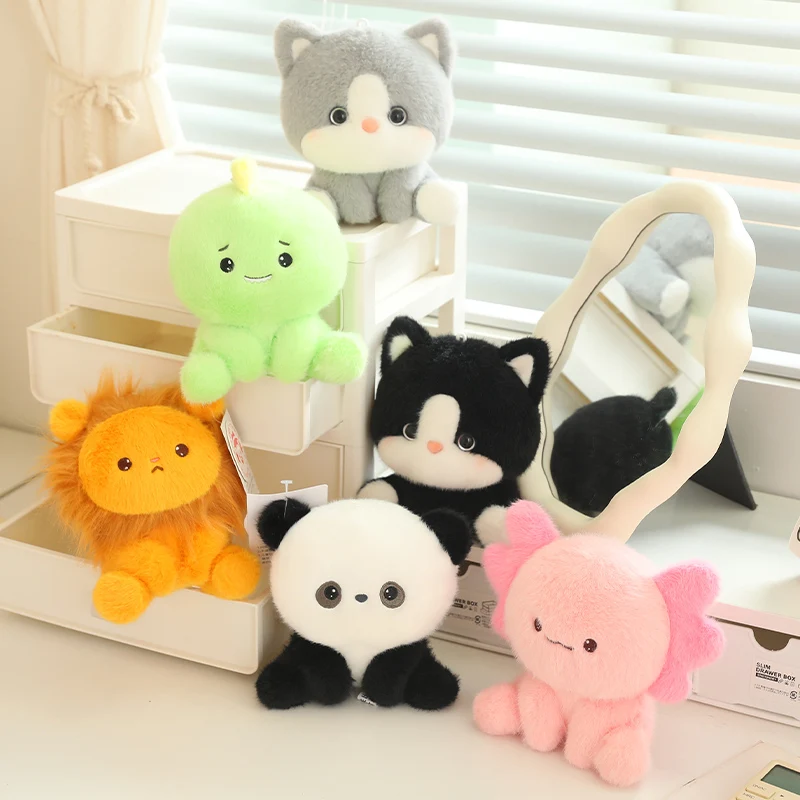 Mini Cartoon Leuke Axolotl Panda Dinosaurus Kleine Kitten Knuffel Desktop Ornam Leren Begeleiden Pop Zachte Knuffeldier Geschenken