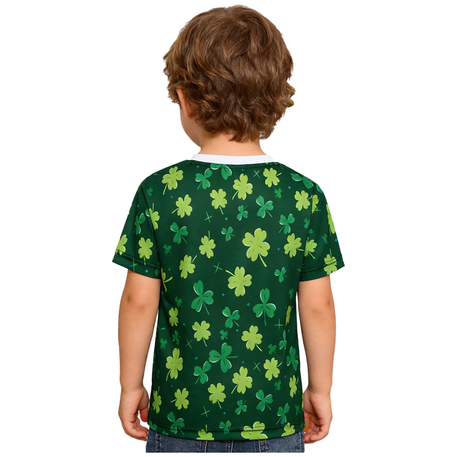 Kid Boys St Patricks Day Shirt Fake 2-piece 3D Print Round Neck Short Sleeve Pullover T-Shirts Top Festival Theme Party Costume