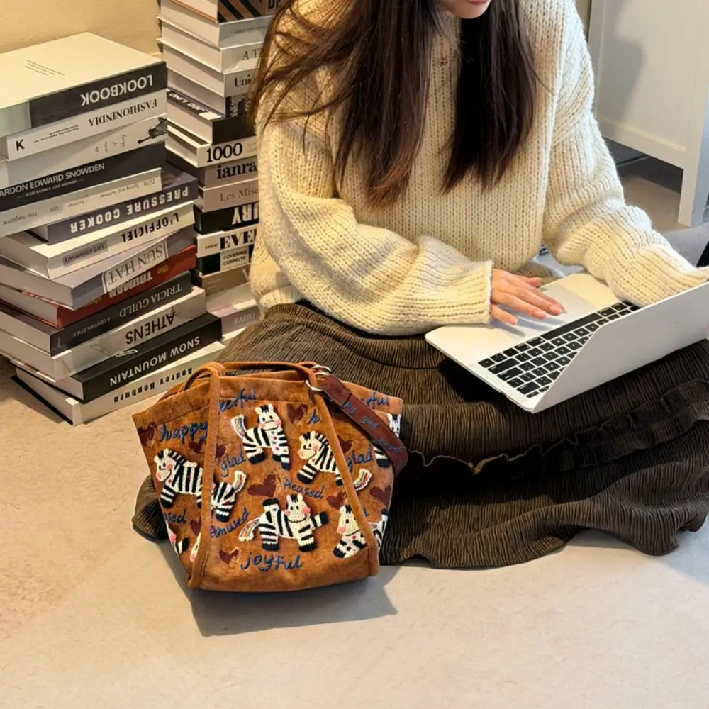 

Shopping Bag Casual Horse Tote Bag Pony Korean Style Printed Shoulder Bag Cute Large Capacity New Year Handag Outdoor