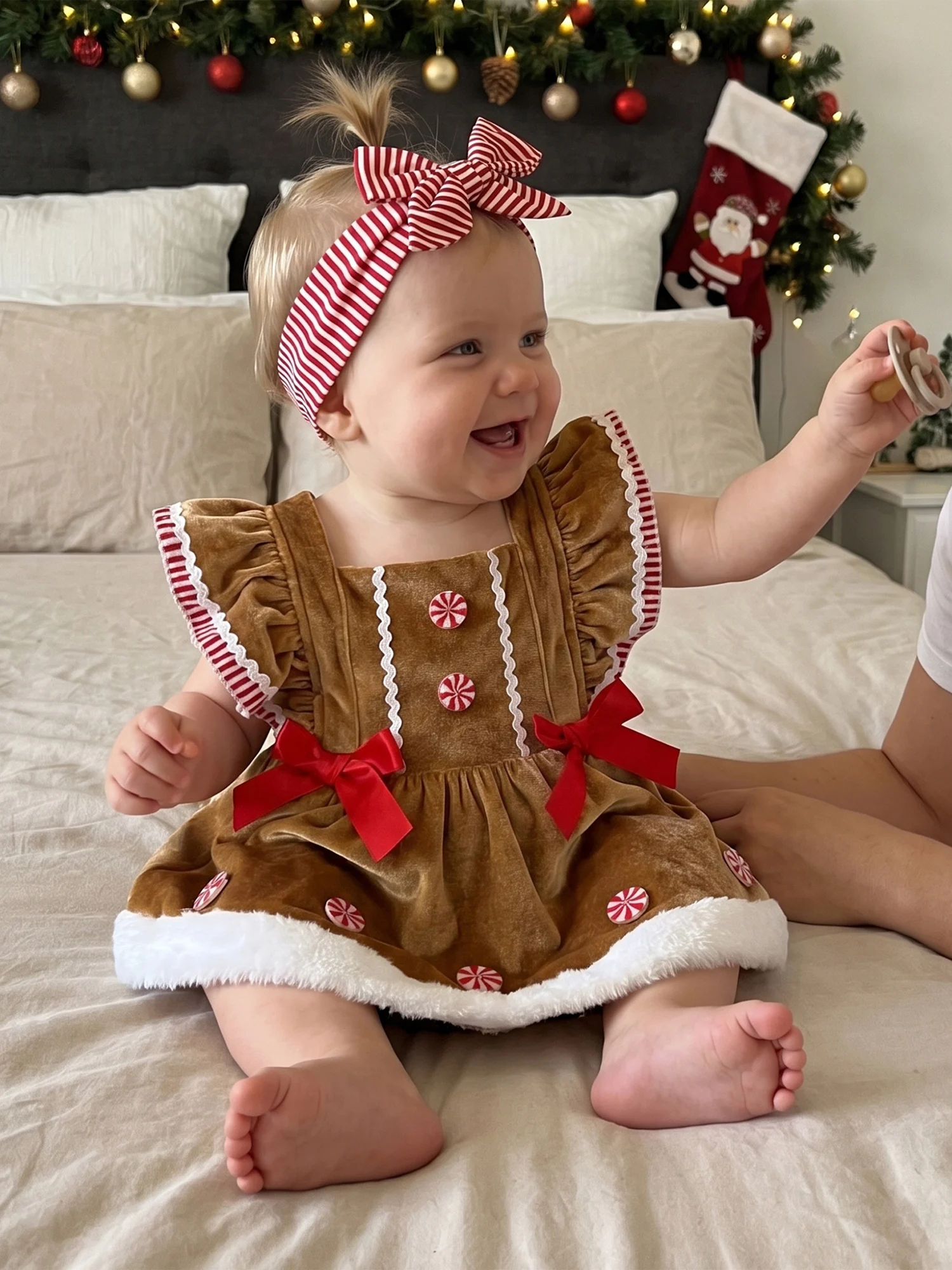 Gingerbread-Man-Fly For Casual Daily Girl Fly Sleeve Hairband For Casual Sleeve Overalls With Casual Daily