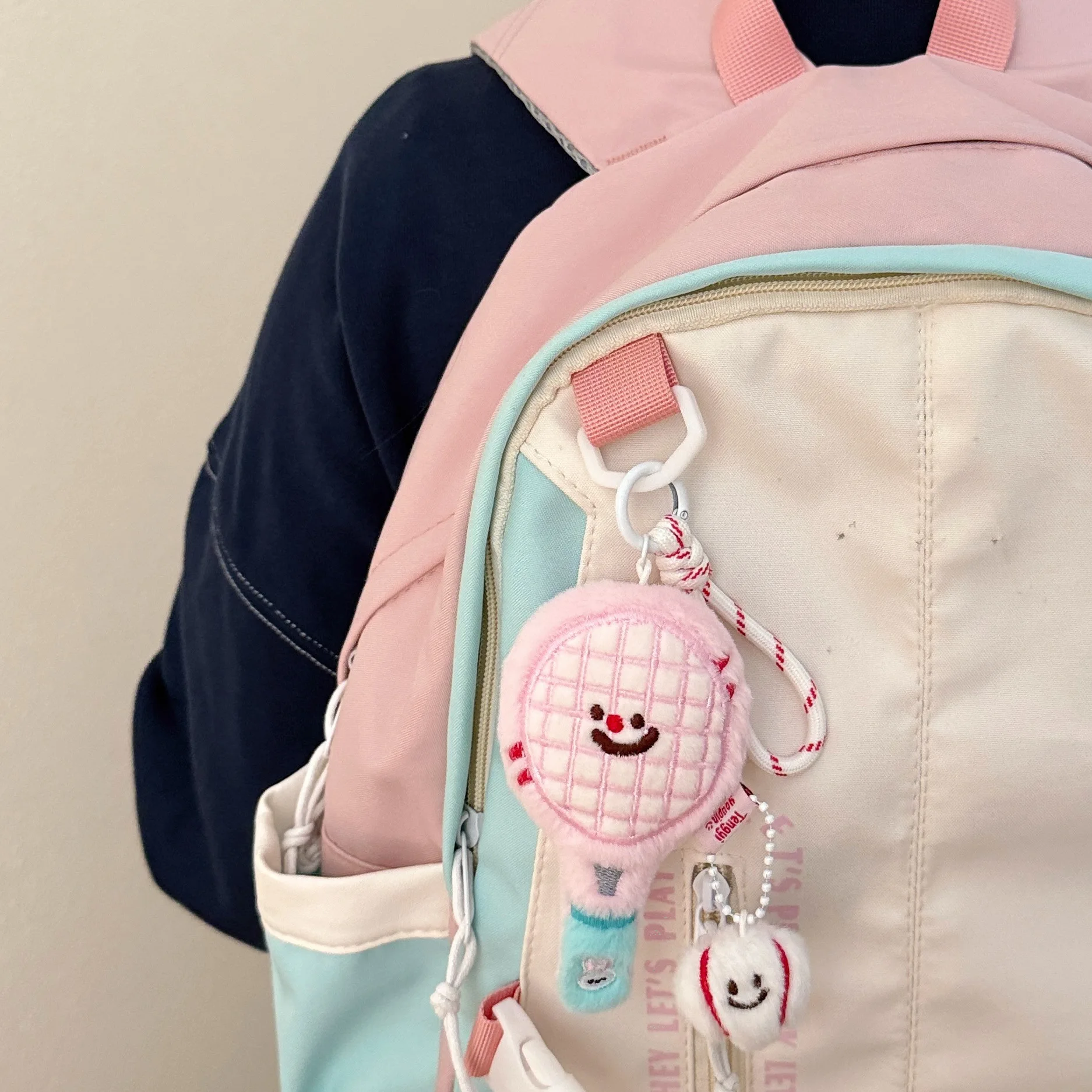 Cute plush tennis racket figurine pendant, bag, keychain pendant, couple's best friend pendant