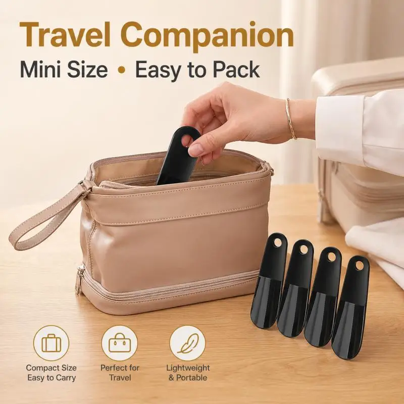 Set mit 5 Mini-Schuhlöffeln - Tragbare 16cm schwarze Schuhlöffel für einfaches Anziehen zu Hause, bei der Arbeit oder auf Reisen – Detail 5