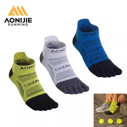 AONIJIE E4839 3 Pairs/Set Unisex Upgraded Athletic Running Low Cut Five Toe Socks Marathon Toesocks for Race Tranning
