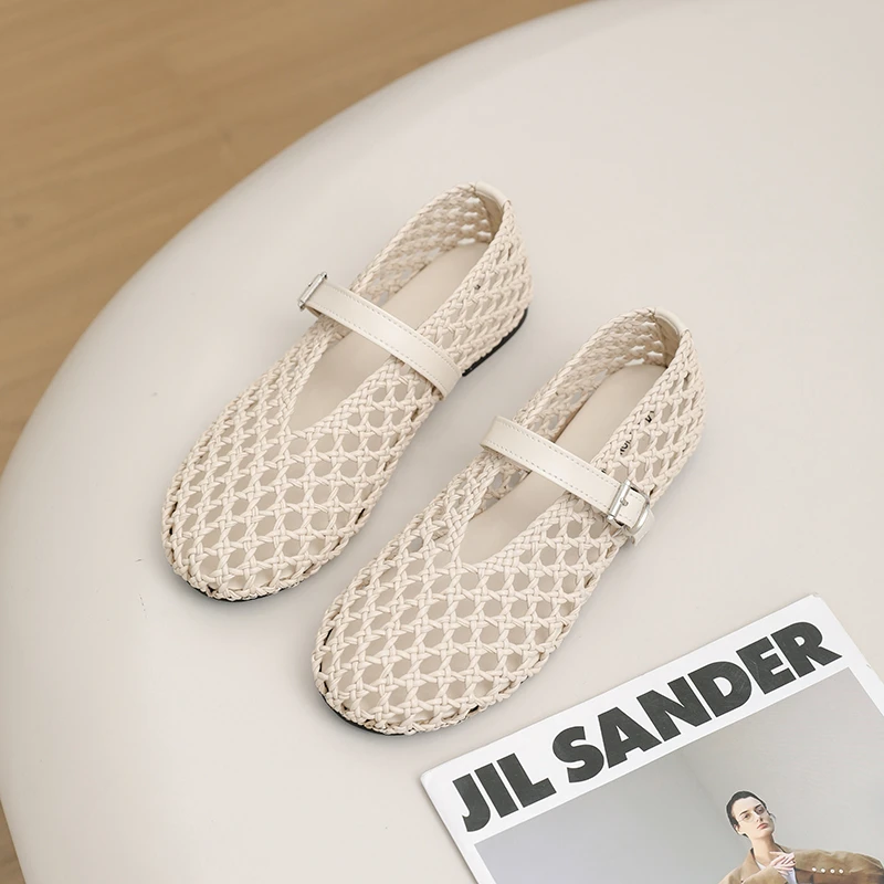 Comfortable Hollow-Weave Mary Jane Women's Shoes, Breathable French Retro, Single Strap Shallow Shoes, Granny Fishnet Shoes - view 2