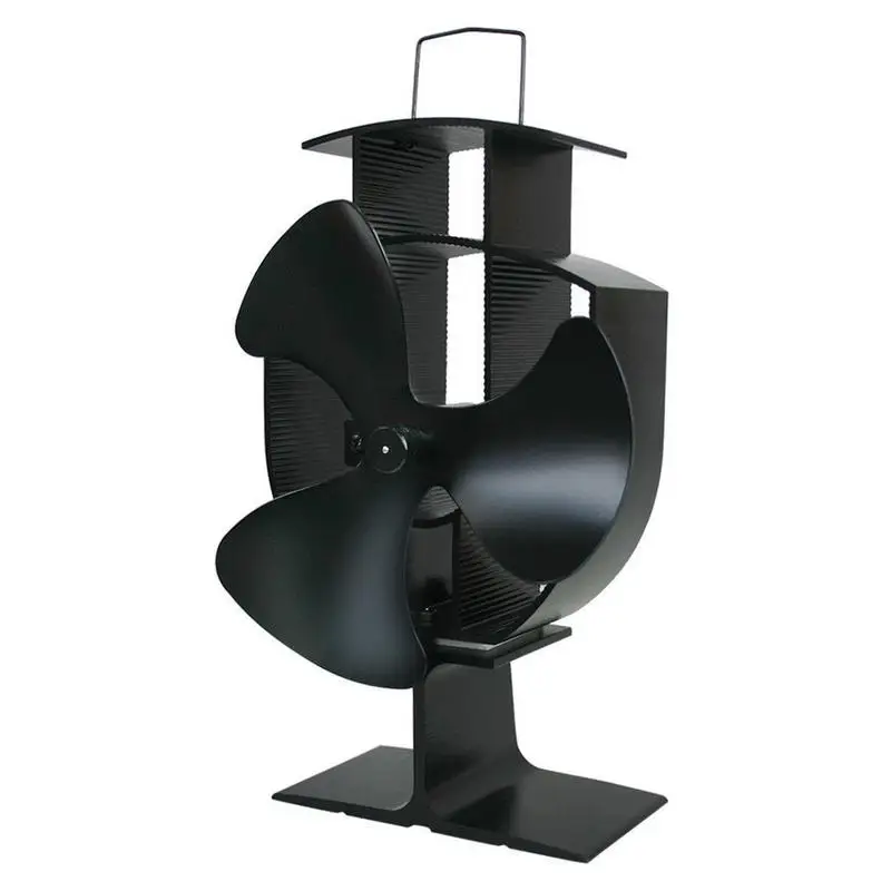 Fireplace Fan Black Leaves Aluminum Alloy Stove Fireplace Four Leaves Home Heating Warming Precise Fit Lightweight Stove Fan