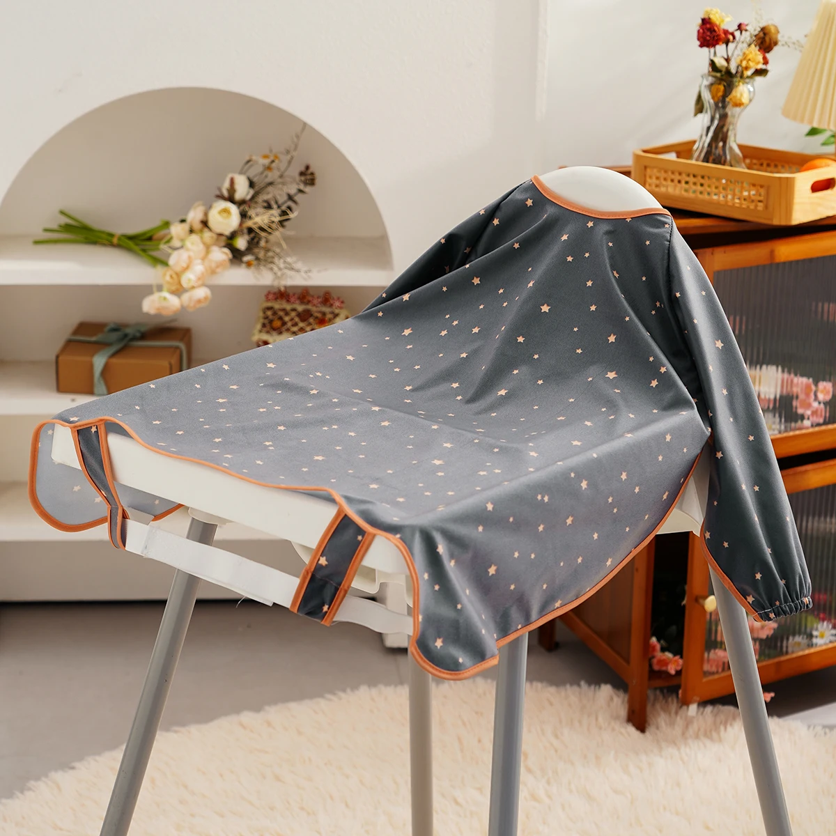 

Elinfant Long Sleeve Baby Bibs Waterproof Feeding Eating Bibs Playing Painting Aprons Washable Coverall Highchair Cover