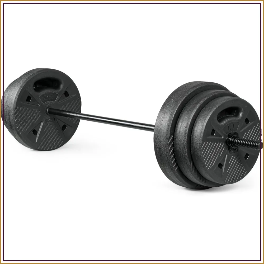 CAP Threaded Barbell Set with 100 LB Grip Plates, 47" Bar, Star Collars, Home Gym Weight Set for Strength Training