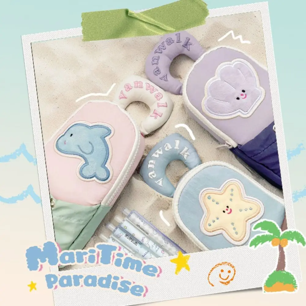 Simple Large Capacity Stationery Bag Bowknot Ribbon Cartoon Pencil Case Ballet Style Canvas Pencil Pouch Student