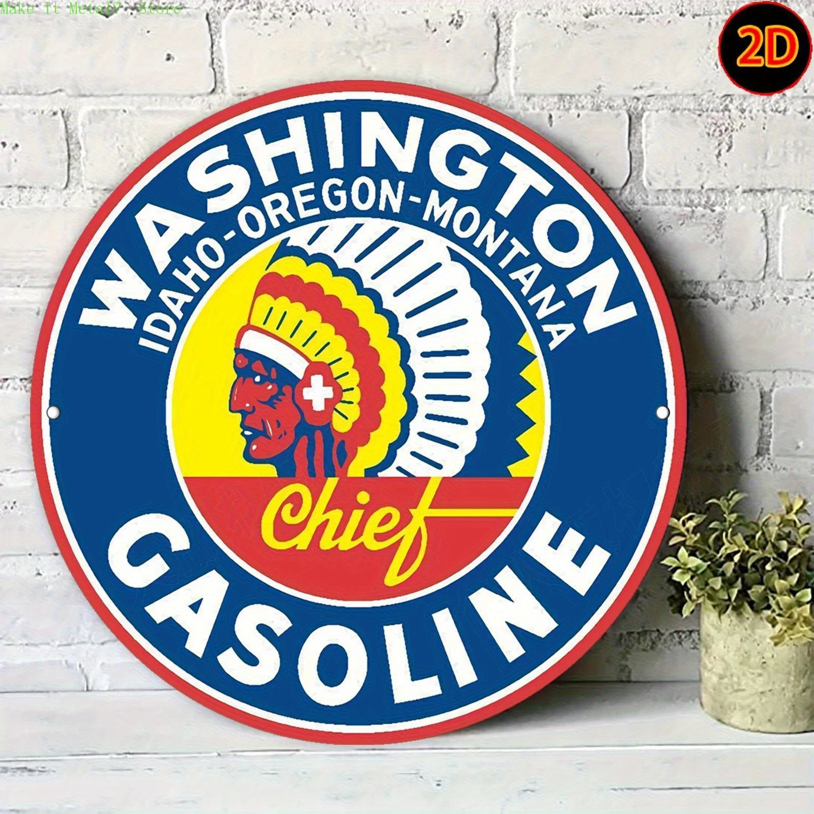 Vintage Round Metal Tin Sign 