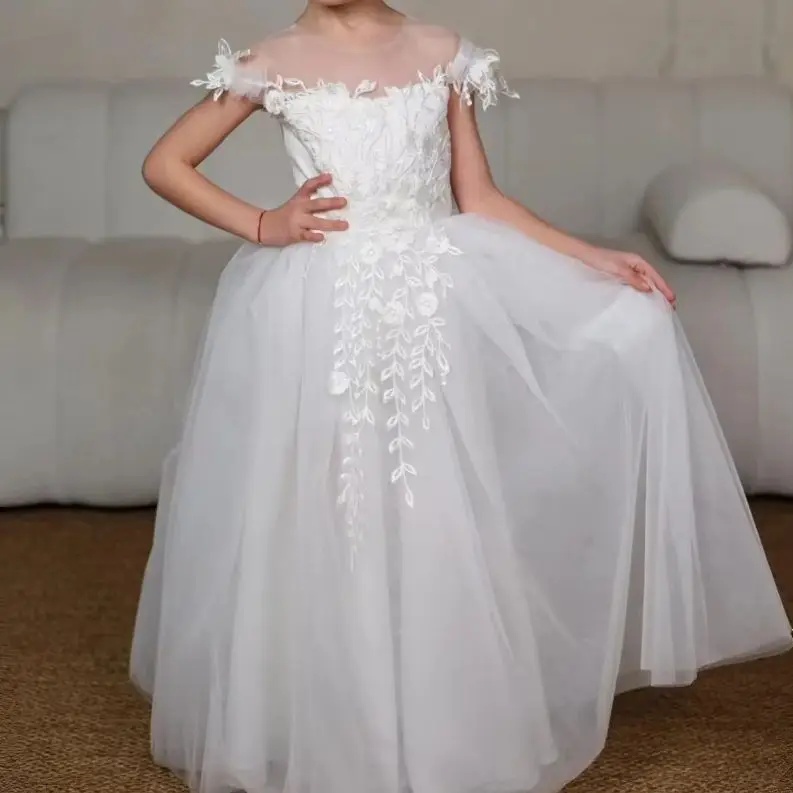 

Multi-Color Spaghetti-Strap Maxi Dress Girls' Exquisite Sequin Gown Custom Off-Shoulder Flower Girl Dress Wedding Attire