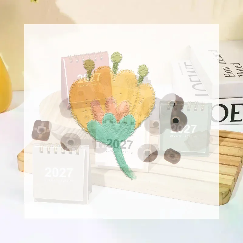 1Pcs 2027 Mini Simple Calendar Small Desk Calendar Creative Coil Calendar Planner Desktop Decoration Office Stationery