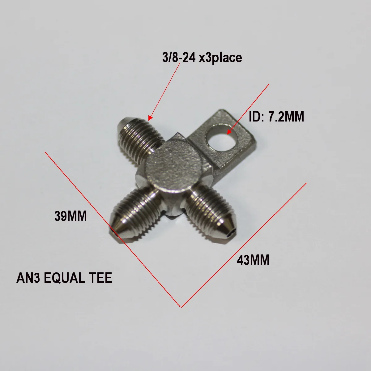 

Stainless Steel Brake Equal Tee AN3 Adapter, AN Union 3/8-24