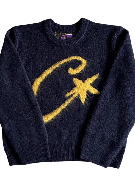 Y2K Pakaian Rajut Ne Bulat Besar Pria Sweater Musim Dingin Sve Overhead Panjang Campuran Katun Mode Kasual Remaja