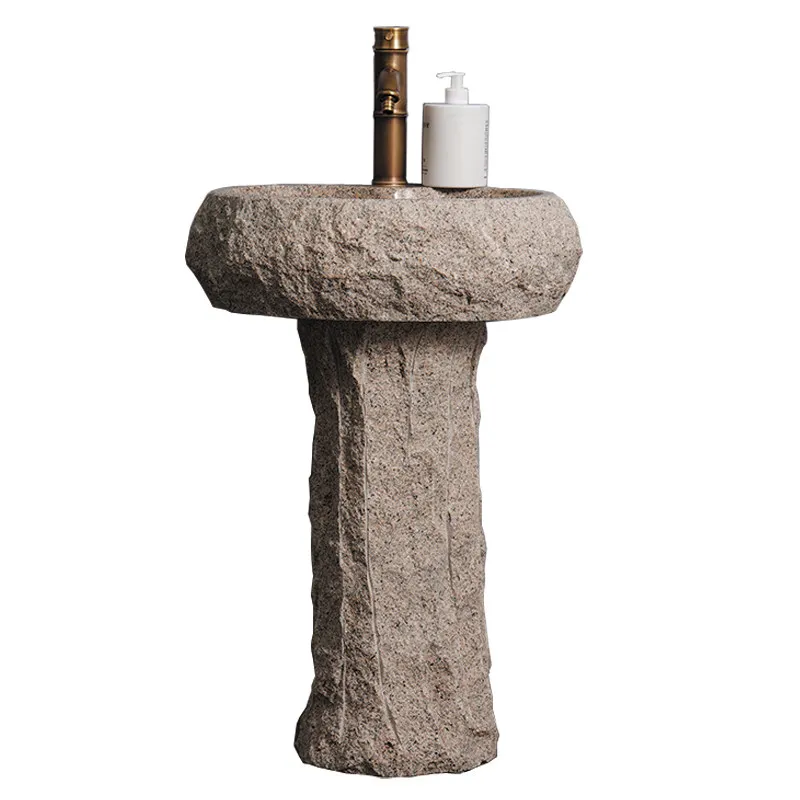 

Natural stone outdoor courtyard sink column basin simple stone washbasin