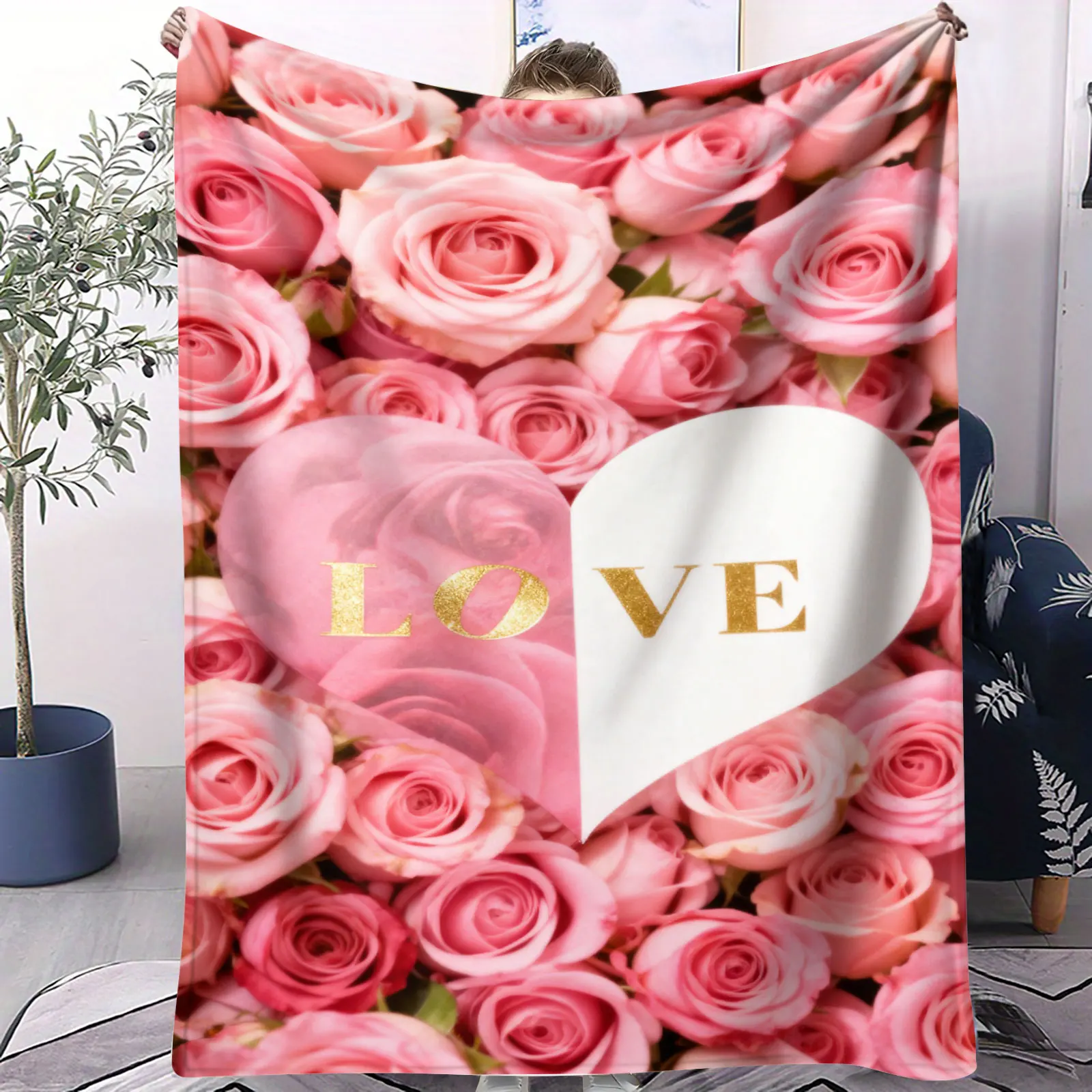 بطانية من الفلانيل على شكل قلب الحب بتصميم الملك الملك الملكة الملونة، بطانية متعددة الوظائف لسرير الأريكة والسفر، هدية مثالية للأزواج