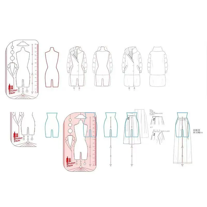 人体図テンプレート定規 ファッションデザインスタイル 衣料品デザイナー向け ファッションスケッチテンプレート
