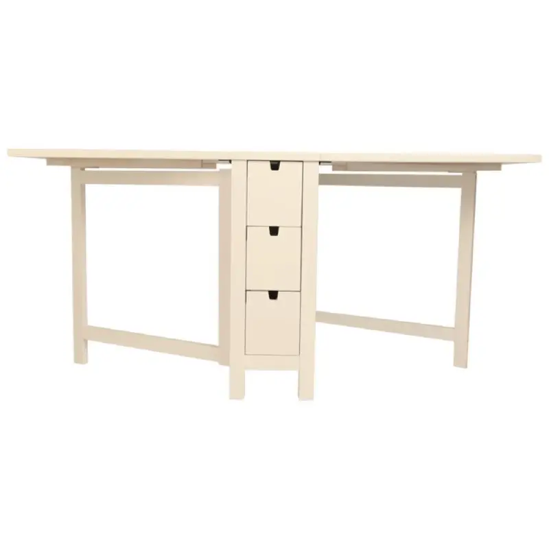 Household solid wood foldable dining table, rectangular multifunctional birch dining table, small-sized dining table for 8 peopl