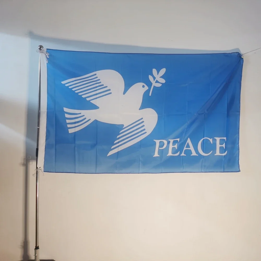 

World Peace Flag Dove Stop The War Banner Custom With Grommets Outdoor Decor 150X90CM Polyester