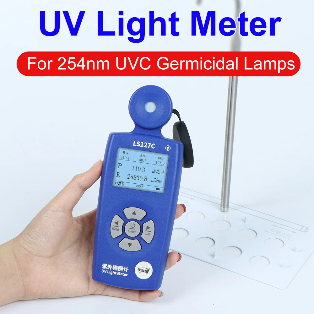 Medidor uvc de grau pro 254nm, testador uvc, medição de intensidade, medidor de luz ultravioleta, radiômetro uv ls127c