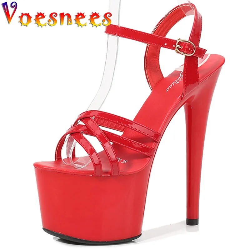 Patent Leather Stripper Heels Girls Shoe for Party Club Women Sexy Show Sandals 15 17 CM High Heels Sexy Platform Sandals Pumps