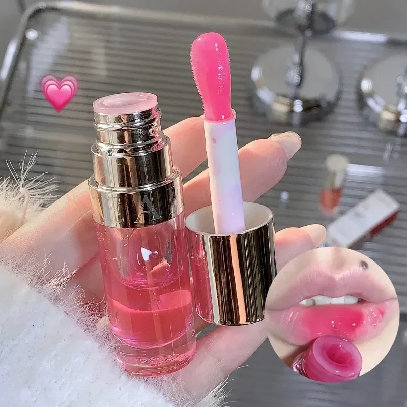 Crystal Peach Lip Oil Hydrating Mirror Lip Gloss Tinted Plumper Moisturizing Lip Care Treatment Makeup Colored Lipstick Balm 6g