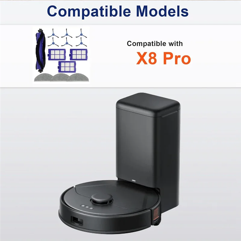 A55X-For Eufy Robovac X8/ X8 Hybrid/ X8 Pro جهاز آلي لتنظيف الأتربة فرشاة جانبية رئيسية مرشحات Hepa ممسحة القماش استبدال أجزاء