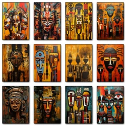 Africa Tribal Faces Oil Painting Colorful Abstract Poster and Prints Canvas Printing Wall Art Picture for Living Room Home Decor