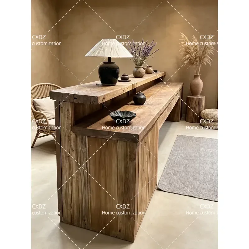 Wabi Wind front desk checkout page B & B Hotel Retro Cafe Reception Desk Commercial Display Cabinet Integrated Bar Table