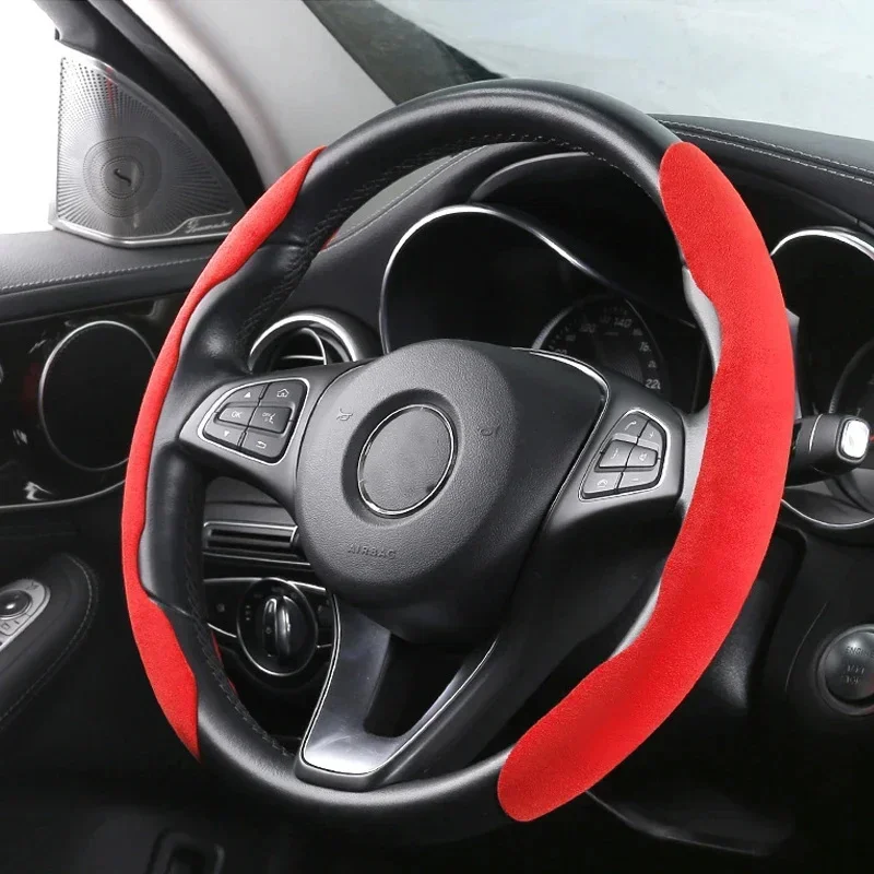 Suede Universal 38CM Car Steering Wheel Booster Cover Non-Slip Auto Interior Steer Protector Decoration Accessories