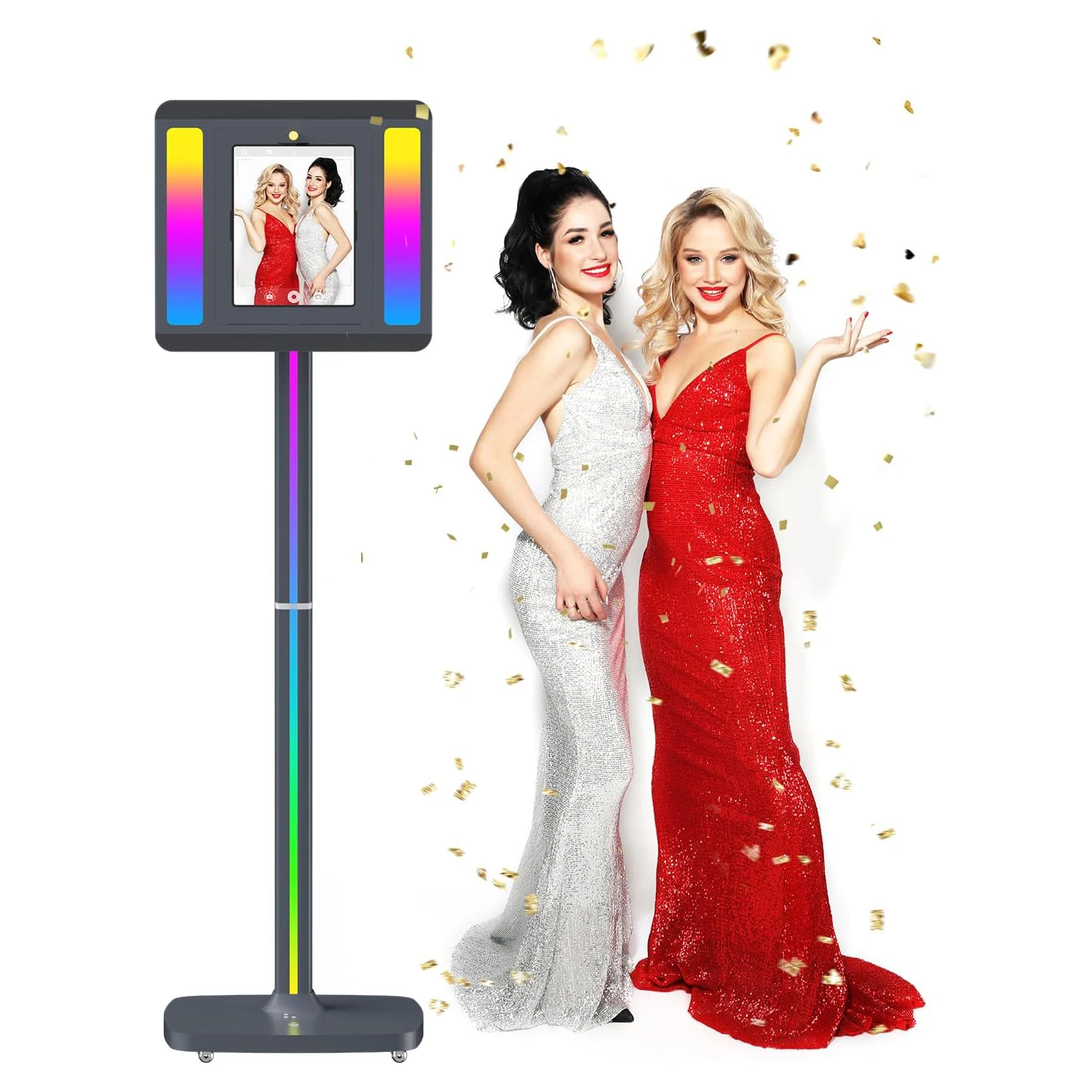 Cabina de Fotos Portátil para iPad para Bodas, Fiestas y Eventos con Luz RGB, Soporte para Control por Voz y Aplicación, Soporte para Selfies