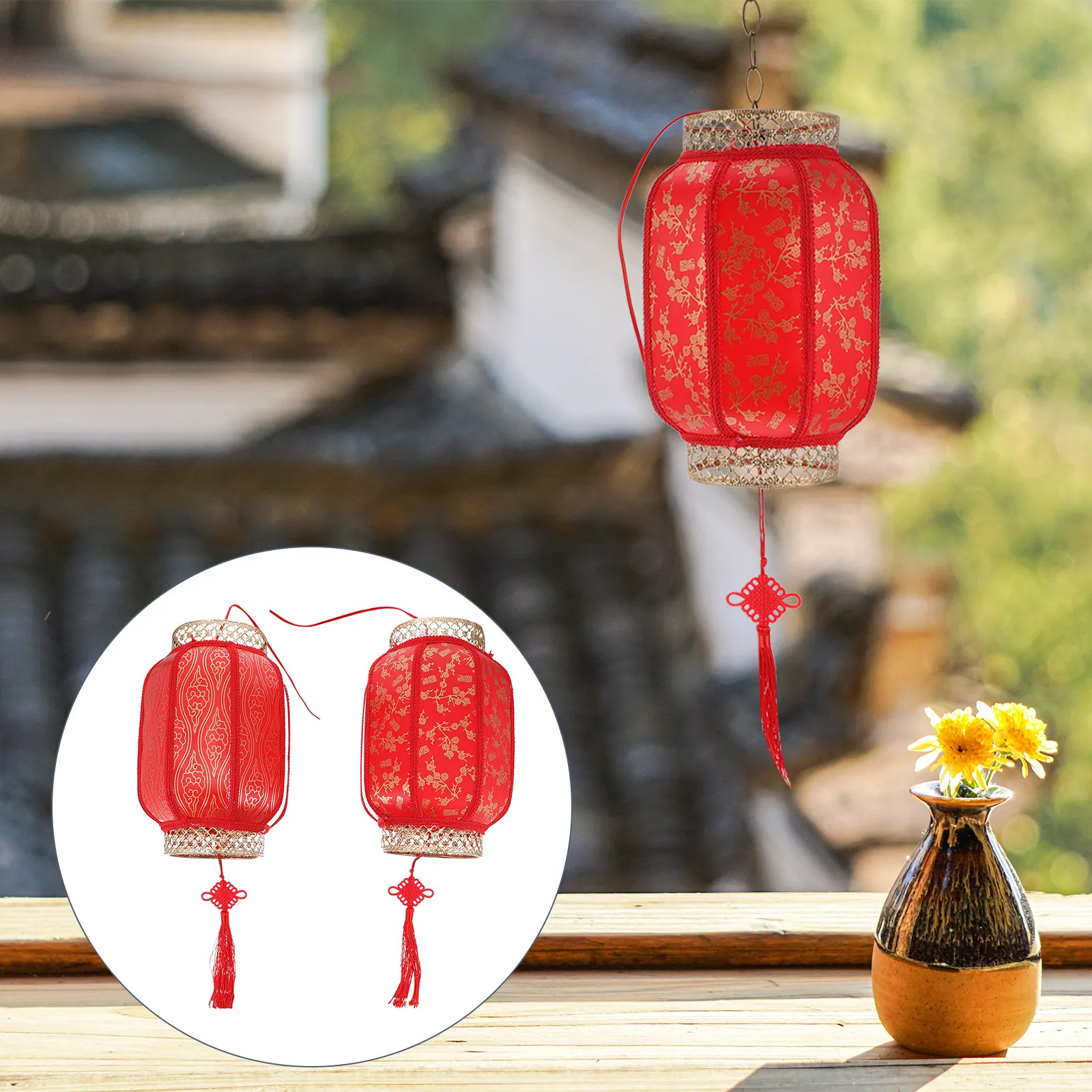 2Pcs Delicate Ancient Chinese Lantern Made of Odorless Safe Material Portable Glowing Festival Decor for New Year Party Hanging
