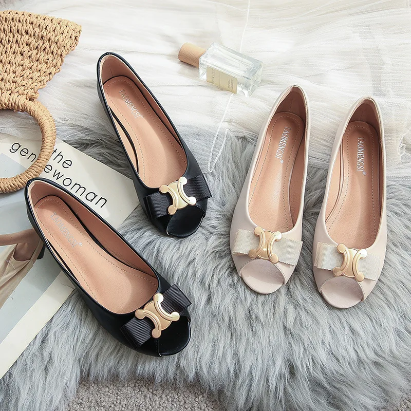 Sandales plates pour femmes à bout rond et bouche de poisson, résistantes à l'usure, confortables, chaussures pour femmes à bouche peu profonde, Sandalias De Mujer