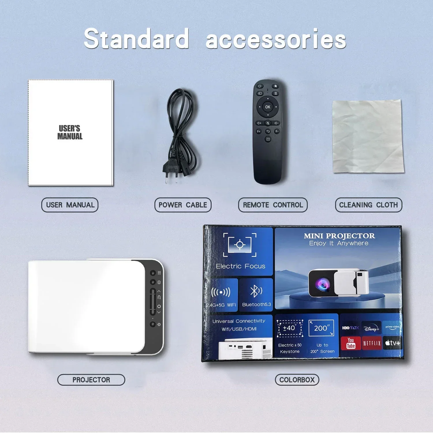 Soporte VIVICINE 4K Proyector Full HD Q6 Android WiFi 3D Cine en casa Mini proyector de haz portátil Reunión Vídeo 3D PK HY320