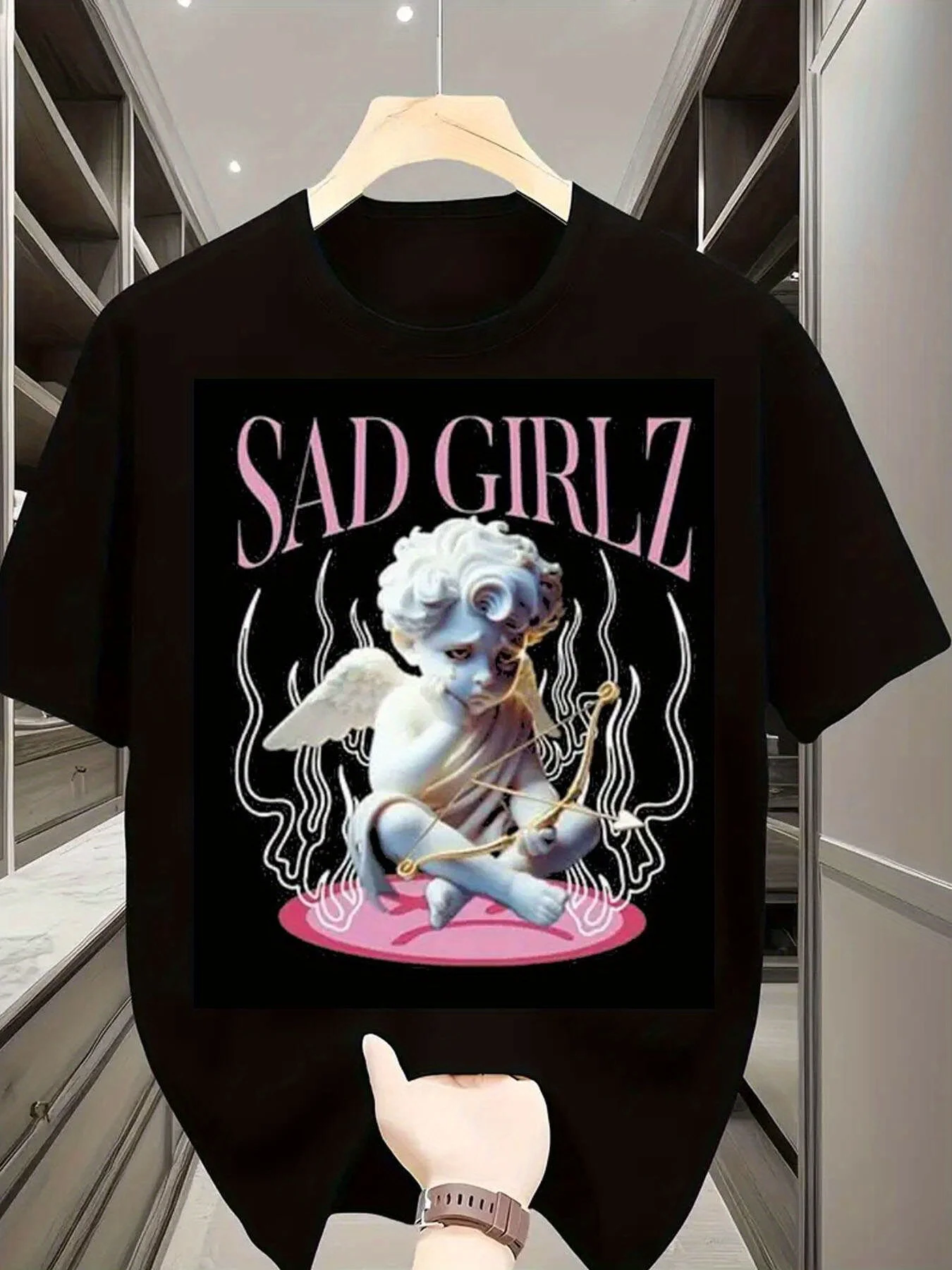 

SAD GIRLZ Angel T-Shirt - Men's Retro Mythological All-Season Casual Tee