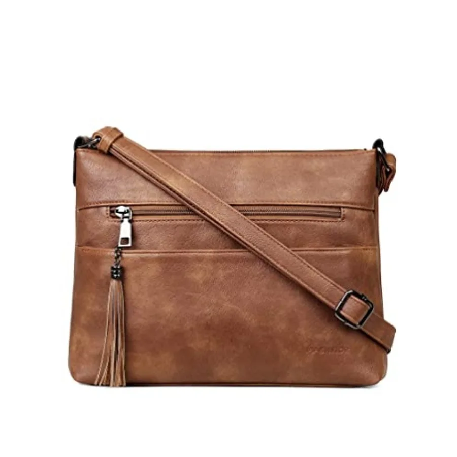 

Crossbody Bags for Women, Lightweight Medium Crossbody Purse, Soft Leather Women's Shoulder Handbags with Tassel Lightweight, M