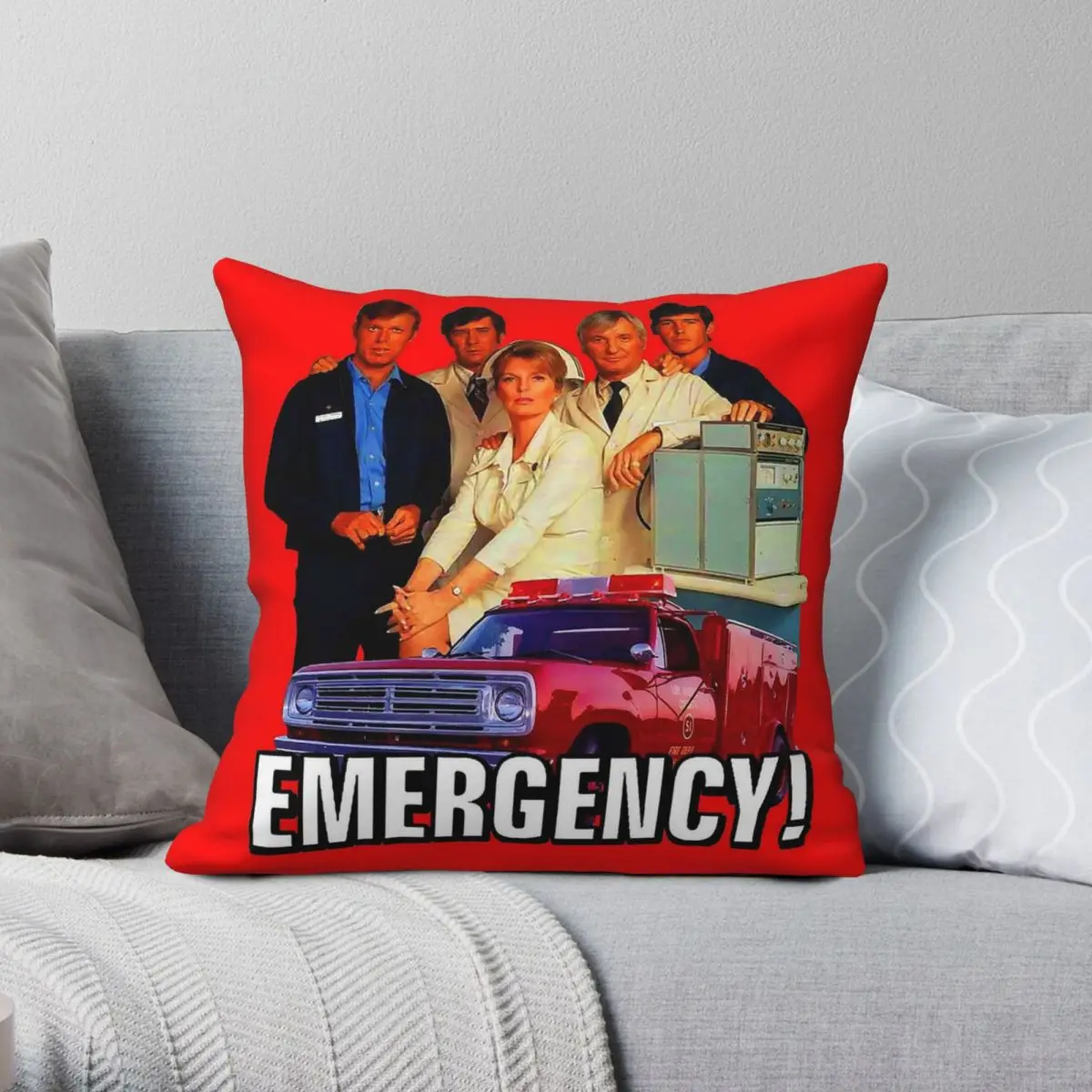 Retro Emergency Cast Tribute Square Pillowcase Polyester Linen Velvet Pattern Zip Decor Sofa Seater Cushion Cover