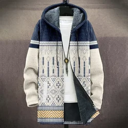 3D Men Aztec Jackets Cardigans Coats Printed Native Retro Graphics Plush Thick Outdoors Fleece Winter Casual Streetwear Clothing