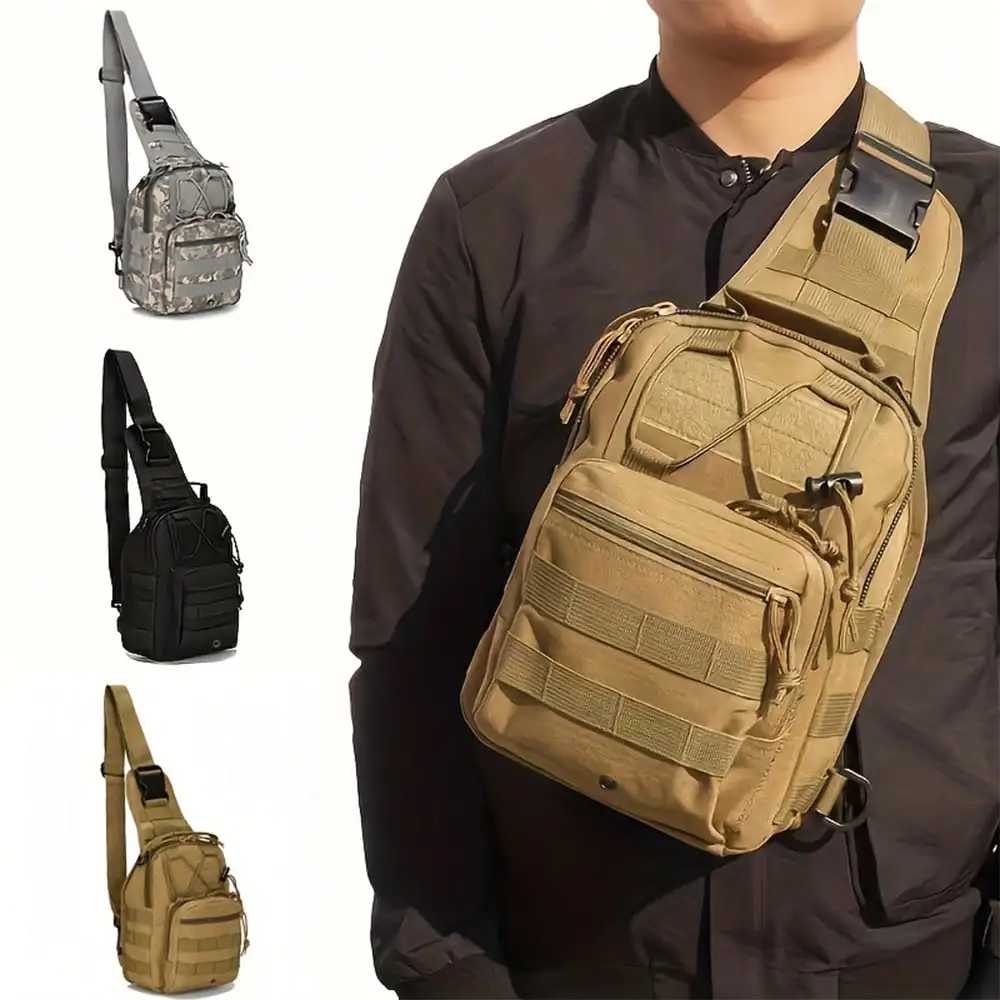 

Уличная нагрудная сумка MOLLE, многофункциональная камуфляжная сумка на плечо, нейлоновая сумка для альпинизма, кемпинга, рыбалки, треккинга, нагрудная сумка