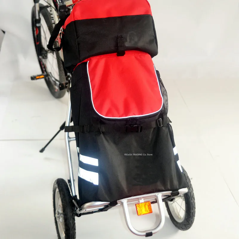 Folding Bike Cargo Trailer with Big Bag, Portable Bicycle Trailer, 12 inch Air Wheel Shopping Trolley Luggage Cart