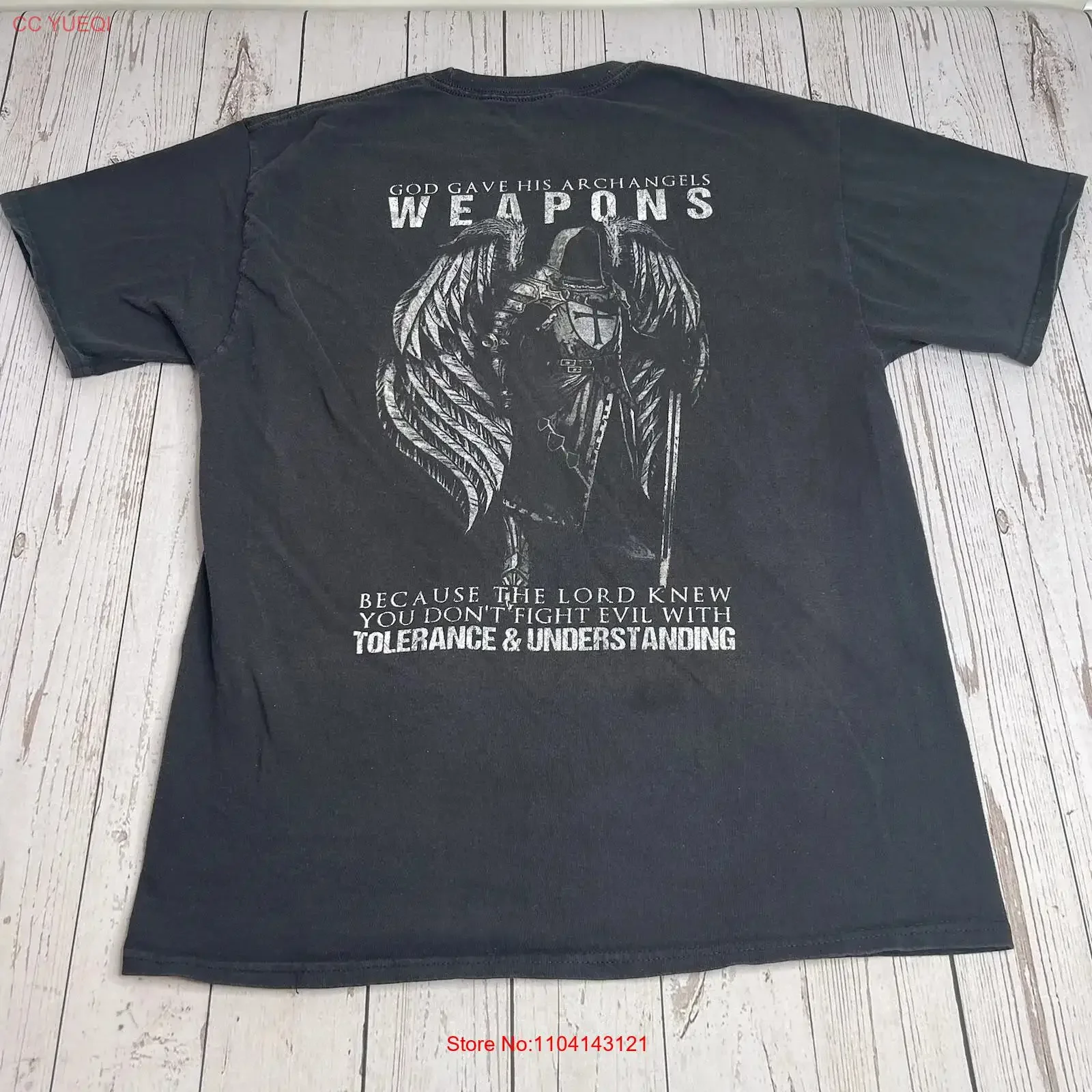 1 Nation Under God Archangels Weapons T Shirt Mens Small Black vintage Washed Soft Stretched Breathable designer clothes Casual