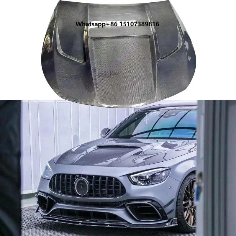 Real  Carbon Fiber Front Hood With Air Vents For  W213 E-Class Sedan E63 2016-2023 Lightweight Aerodynamic Body Kit