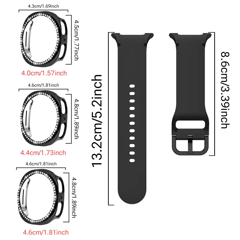 2pcs, Strap & Case For Samsung Watch 8 40mm 44mm  8Classic 46mm Flat Stitch Strap Semi-Enclosed Hollow Breathable Protector