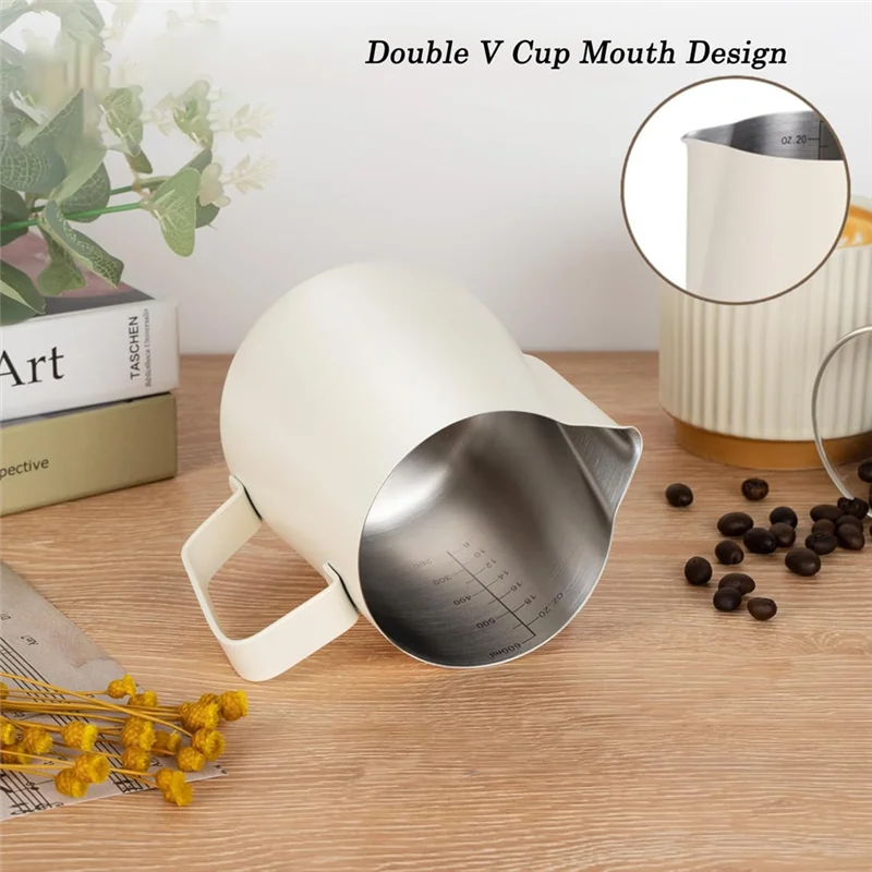 A93E-إبريق تبخير الإسبريسو من الفولاذ المقاوم للصدأ مثالي لزبد الحليب 350/600 مل لإبريق الحليب - مثالي للحليب والكريمة والماء والي #3