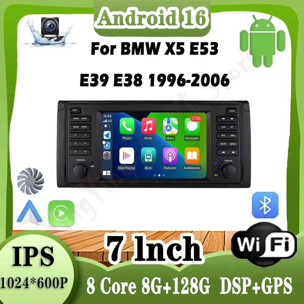 7 inch For BMW X5 E53 E39 E38 1996 1997 1998 1999-2004 2005 2006 Car Radio Stereo Multimedia Player Navigation GPS 4G WlFl