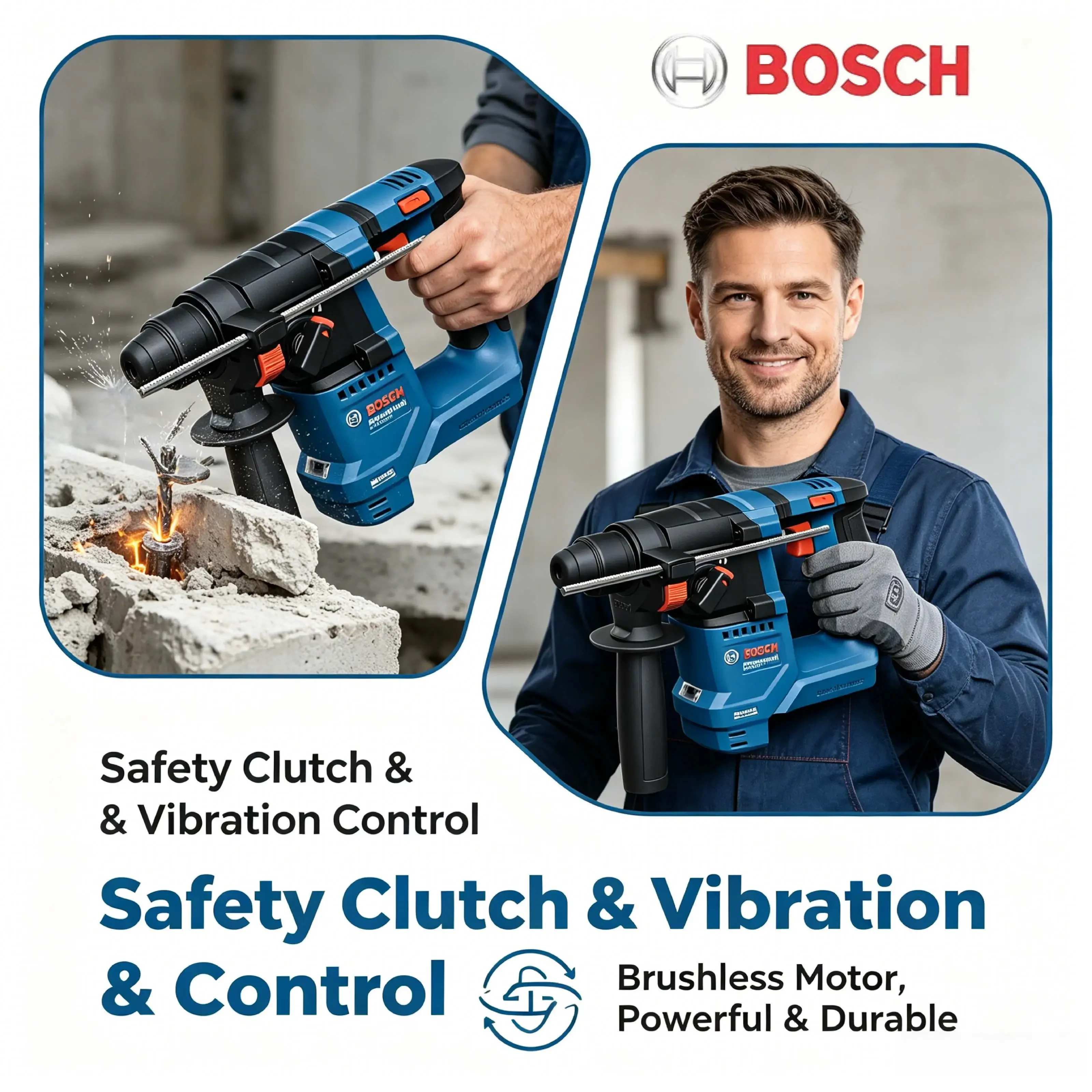 

Bosch GBH 18V-18X/GBH 18V-18 Cordless Rotary Hammer 18V Brushless Motor ONECHUCK 18mm Concrete Drilling 1.5J Impact Power Tool
