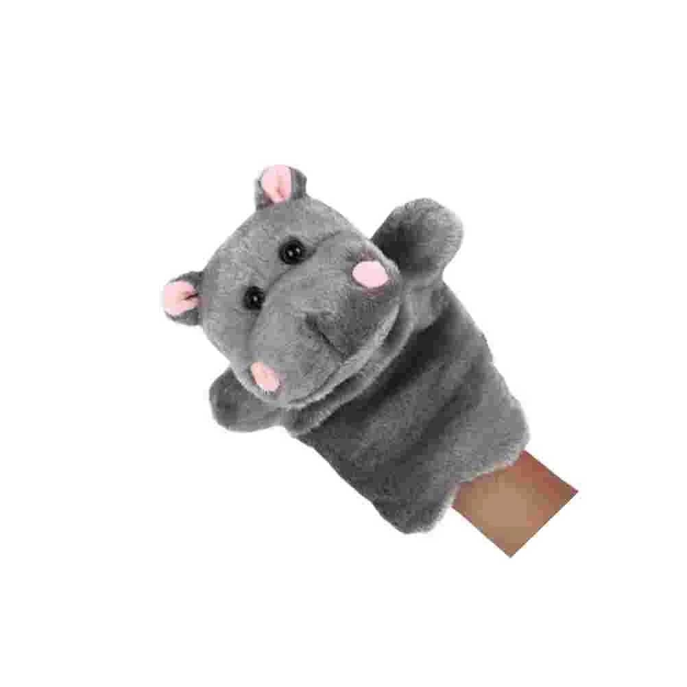 Marionnette à main en peluche Hippopotame, accessoire de conte, accessoire de jeu, faveur de fête pour parent et enfant, gris foncé, 1 pièce