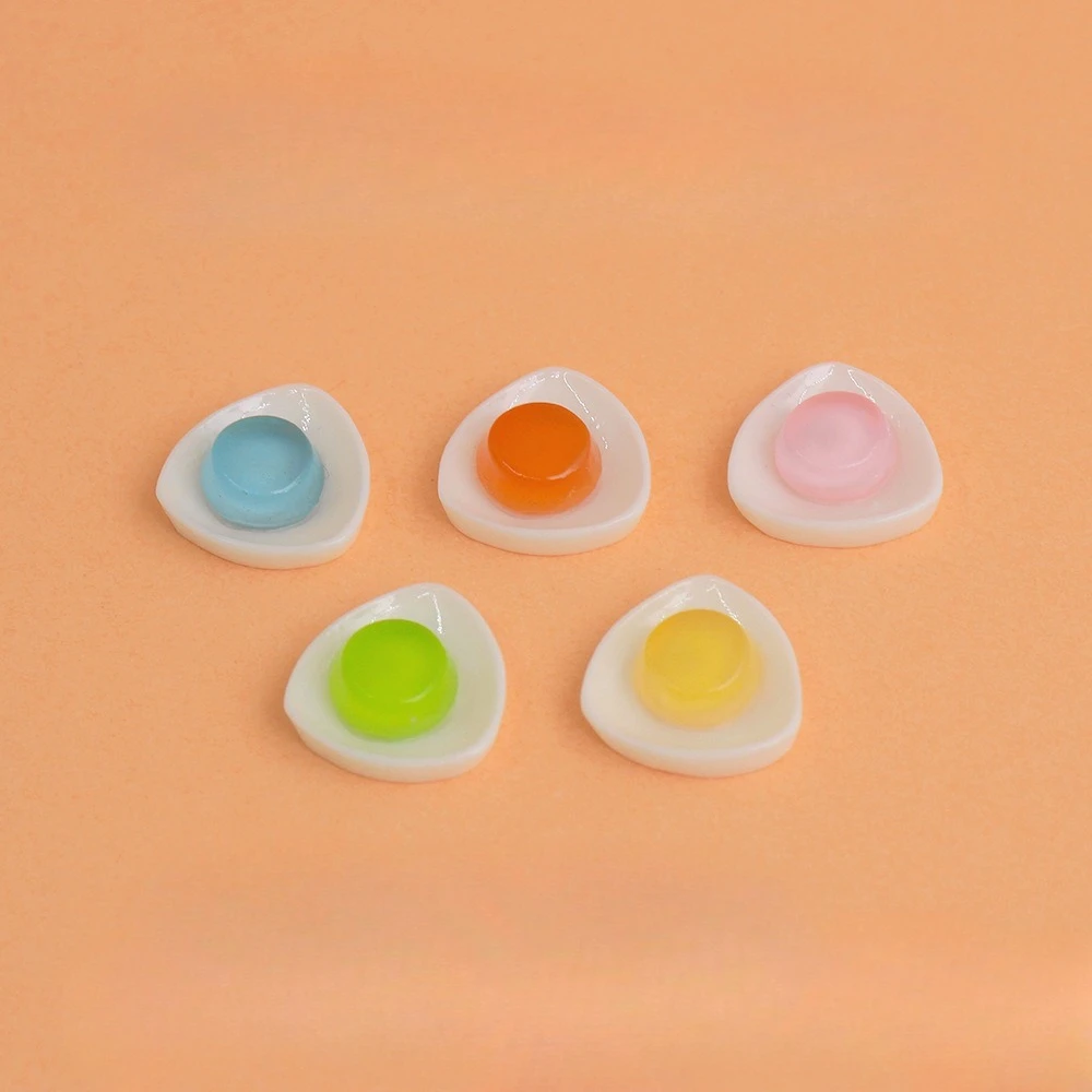 10pcs Mini Fruit Plate Pudding Jelly Dessert Model Miniature Food DIY Resin Accessories Dollhouse Decoration Craft Ornament