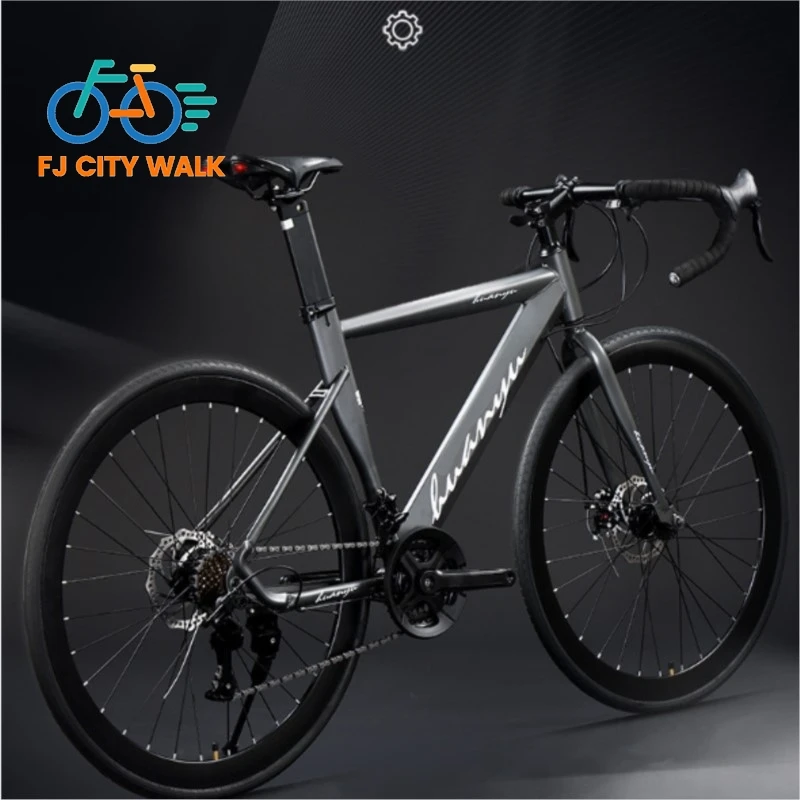 

FJ Bend High Carbon Steel Variable Speed Wind Shock Absorber Road Bike 700C Male Female Adult Student Disc Brake 24 Speed Bikes