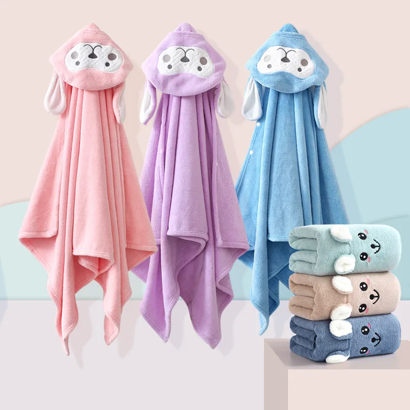 Baby Towels Soft Cartoon Baby Bath Towel Girl Boy Newborn with Hood Coral Fleece Infant Blanket Baby Bathrobe Quilt Washcloth